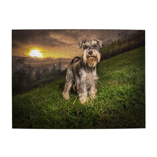 Schnauzer Sonnenuntergang Hunde Haustiere Berge Schnauzer, 500 Teile Puzzle für Erwachsene – Holzpuzzle für Erwachsene und ältere Menschen Schnauzer Sonnenuntergang Hunde Haustiere Berge Schnauzer, 500 Teile Puzzle für Erwachsene – Holzpuzzle für Erwachsene und ältere Menschen von BYwenhopnbs
