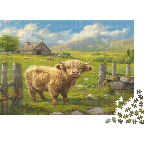 Highland Kattle Puzzlespiel 1000 Teile Puzzle Für Erwachsene Und Kinder Ab 14 Jahren, Erwachsenen Puzzlespiel Puzzel 1000pcs (75x50cm) von BZAVEODFS