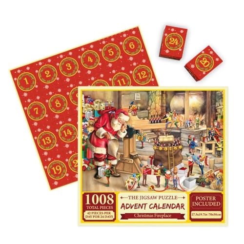 BaYuYPOO 1008 Teile Weihnachtspuzzles Adventskalender 24 Tage Weihnachten Countdown Geschenk Puzzles Kalender Überraschung für Kind L8d3 Box von BaYuYPOO