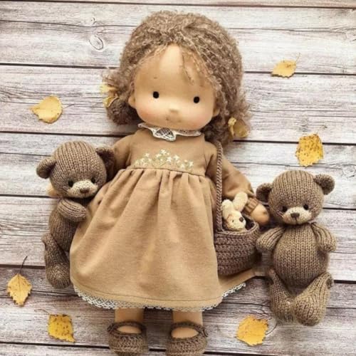 Waldorf Puppe, Handgemachte Bio-Baumwolle Plüsch Babypuppen Spielzeug mit Kleidung für Kinder, Mini Vintage Niedliche DIY Kleidung Waldorfdoll Kit für 2+ Jahre alte Mädchen Stoffpuppe als von BaYuYPOO