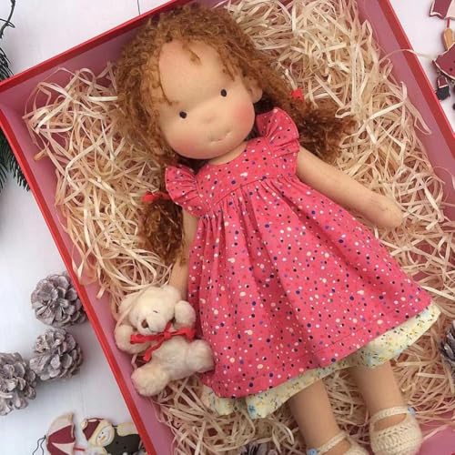 Waldorf Puppe, Handgemachte Bio-Baumwolle Plüsch Babypuppen Spielzeug mit Kleidung für Kinder, Mini Vintage Niedliche DIY Kleidung Waldorfdoll Kit für 2+ Jahre alte Mädchen Stoffpuppe als von BaYuYPOO