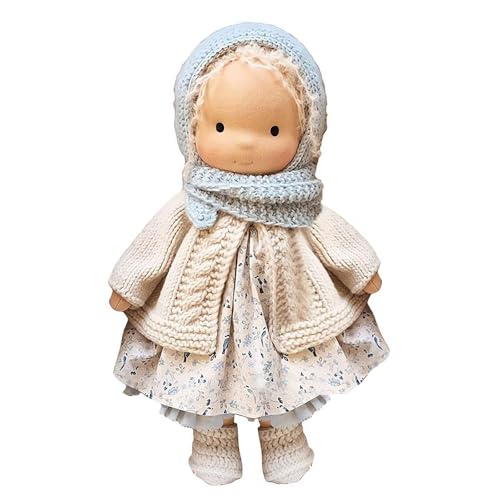 Waldorf Puppe, Handgemachte Bio-Baumwolle Plüsch Babypuppen Spielzeug mit Kleidung für Kinder, Mini Vintage Niedliche DIY Kleidung Waldorfdoll Kit für 2+ Jahre alte Mädchen Stoffpuppe als von BaYuYPOO