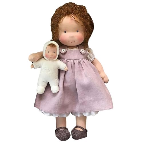 Waldorf Puppe, Handgemachte Bio-Baumwolle Plüsch Babypuppen Spielzeug mit Kleidung für Kinder, Mini Vintage Niedliche DIY Kleidung Waldorfdoll Kit für 2+ Jahre alte Mädchen Stoffpuppe als von BaYuYPOO