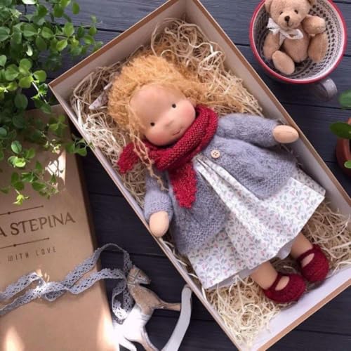 Waldorf Puppe, Handgemachte Bio-Baumwolle Plüsch Babypuppen Spielzeug mit Kleidung für Kinder, Mini Vintage Niedliche DIY Kleidung Waldorfdoll Kit für 2+ Jahre alte Mädchen Stoffpuppe als von BaYuYPOO