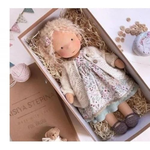 Waldorf Puppe, Handgemachte Bio-Baumwolle Plüsch Babypuppen Spielzeug mit Kleidung für Kinder, Mini Vintage Niedliche DIY Kleidung Waldorfdoll Kit für 2+ Jahre alte Mädchen Stoffpuppe als von BaYuYPOO