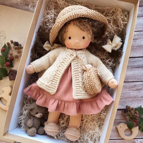 Waldorf Puppe, Handgemachte Bio-Baumwolle Plüsch Babypuppen Spielzeug mit Kleidung für Kinder, Mini Vintage Niedliche DIY Kleidung Waldorfdoll Kit für 2+ Jahre alte Mädchen Stoffpuppe als von BaYuYPOO