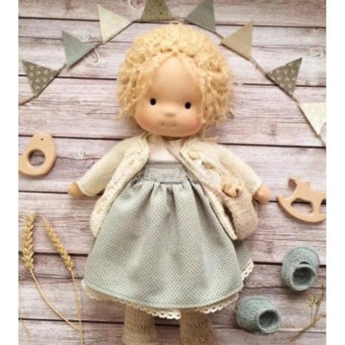 Waldorf Puppe, Handgemachte Bio-Baumwolle Plüsch Babypuppen Spielzeug mit Kleidung für Kinder, Mini Vintage Niedliche DIY Kleidung Waldorfdoll Kit für 2+ Jahre alte Mädchen Stoffpuppe als von BaYuYPOO