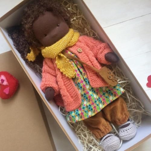 Waldorf Puppe, Handgemachte Bio-Baumwolle Plüsch Babypuppen Spielzeug mit Kleidung für Kinder, Mini Vintage Niedliche DIY Kleidung Waldorfdoll Kit für 2+ Jahre alte Mädchen Stoffpuppe als von BaYuYPOO