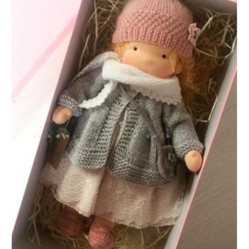 Waldorf Puppe, Handgemachte Bio-Baumwolle Plüsch Babypuppen Spielzeug mit Kleidung für Kinder, Mini Vintage Niedliche DIY Kleidung Waldorfdoll Kit für 2+ Jahre alte Mädchen Stoffpuppe als von BaYuYPOO