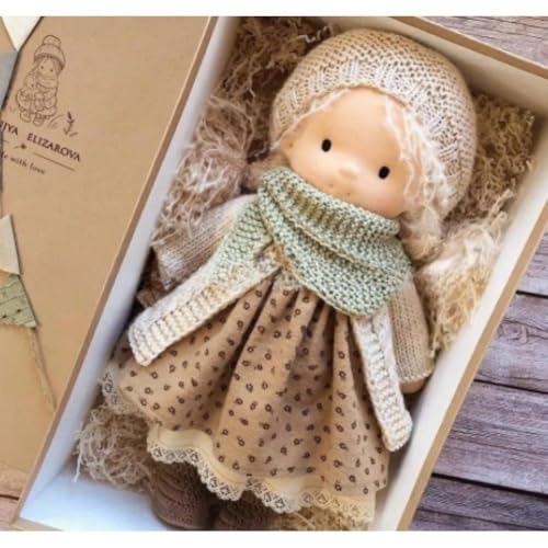 Waldorf Puppe, Handgemachte Bio-Baumwolle Plüsch Babypuppen Spielzeug mit Kleidung für Kinder, Mini Vintage Niedliche DIY Kleidung Waldorfdoll Kit für 2+ Jahre alte Mädchen Stoffpuppe als von BaYuYPOO