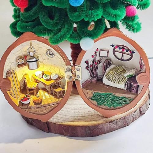 Walnusshuschel-Puppenhaus, Walnuss-Muschel-Puppenhaus Mini, Handgefertigtes Walnussschalen-Puppenhaus Tiny World Inside Walnuts, 3D-Walnuss-Muschel-Puppenhaus, niedliche Mini-Bibliothek, von BaYuYPOO