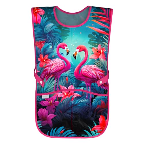 Baagl Kinderschürze Mädchen Jungen Kochschürze Kinder, Schürze Malschürze Bastelschürze für Kinder (Flamingos) von Baagl