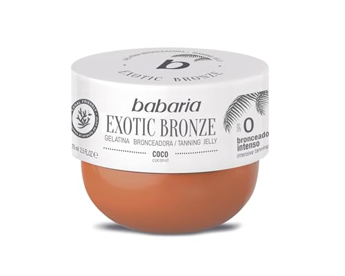 Babaria Exotic Bronze, Bräunungsgelatine aus Kokosnuss, nährt und spendet Feuchtigkeit, wasserdicht, 100% vegan, 75 ml von Babaria