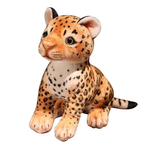 Babioms Plüsch Leopard Plüschtier Kuscheltier, Kuscheltier Leopard mit großen Augen, Schneeleopardenjunges, Flauschiges Plüschtier mit großen Glitzeraugen Sammlerstück von Babioms