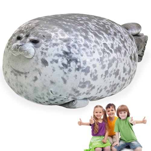 Babioms Seal Plush Toy, Niedliches Siegelkissen, Graue Robbe Kuscheltier, Seal Plüschtier Stofftier,Chubby Blob Seal Pillow Cushion für Kinder Erwachsene (30cm) von Babioms