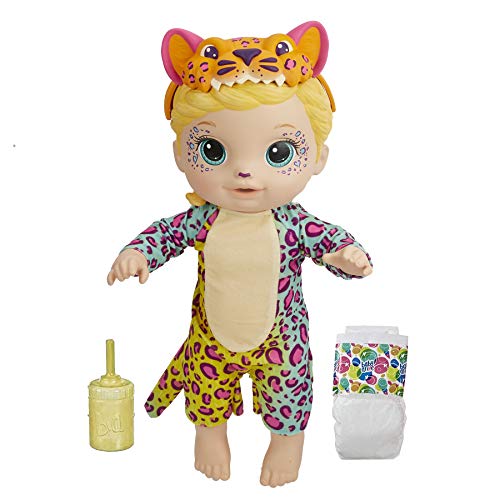 Baby Alive Rainbow Wildcats Puppe, Leopard, Zubehör, Getränke, Nässe, Leopardenspielzeug für Kinder ab 3 Jahren, Blondes Haar von Baby Alive