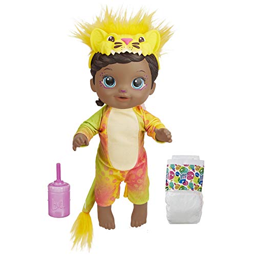 Baby Alive Rainbow Wildcats Puppe, Löwe, Zubehör, Getränke, Nässe, Löwenspielzeug für Kinder ab 3 Jahren, schwarzes Haar von Baby Alive