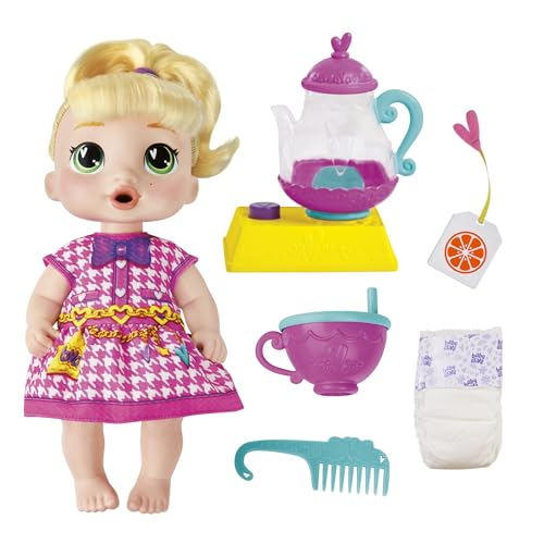 Baby Alive Bubbly Tea Party LaLa GooGoo Puppe mit Teekanne Zubehör, Blondes Haar, 11 Zoll, Spielzeug für 3 Jahre alte Mädchen und Jungen & Up von Baby Alive