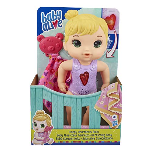 baby alive Happy Heartbeats Babypuppe, reagiert auf Spielen mit 10+ Tönen und blinkendem Herz, Spielzeug für Kinder ab 3 Jahren von Baby Alive