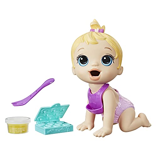 Baby Alive Lil Snacks Puppe, Eats and Poops, Snack-Thema, 20,3 cm, Baby-Puppe, Snackbox-Form, Spielzeug für Kinder ab 3 Jahren, blondes Haar von Baby Alive