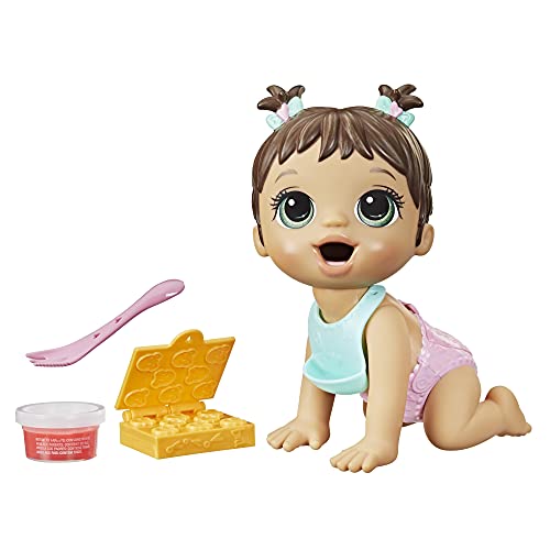 Baby Alive Lil Snacks Puppe, Eats and Poops, Snack-Thema, 20,3 cm Babypuppe, Snackbox-Form, Spielzeug für Kinder ab 3 Jahren, braunes Haar von Baby Alive