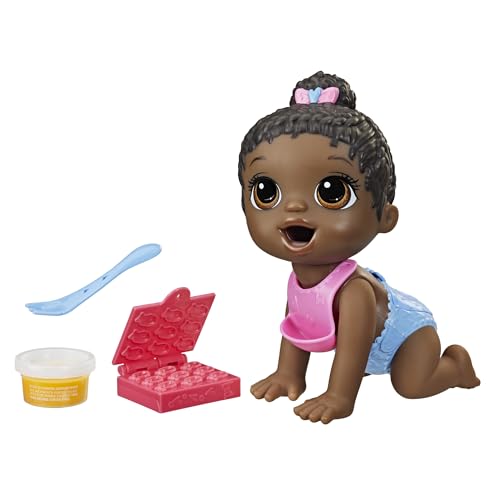 Baby Alive Lil Snacks Puppe, Eats and Poops, Snack-Thema, 20,3 cm Babypuppe, Snackbox-Form, Spielzeug für Kinder ab 3 Jahren, schwarzes Haar von Baby Alive