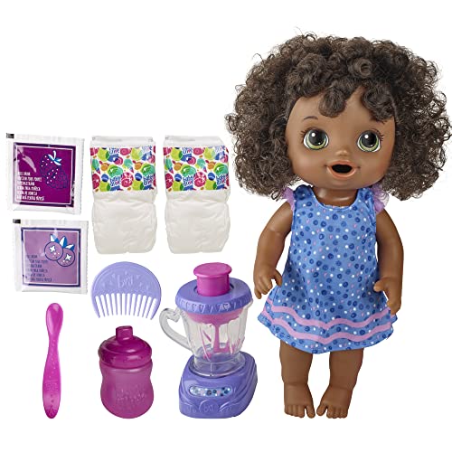 Baby Alive Magical Mixer Baby Doll Blueberry Blast with Blender Accessories, Drinks, Wets, Eats, Black Hair Toy for Children Aged 3 and Up von Baby Alive