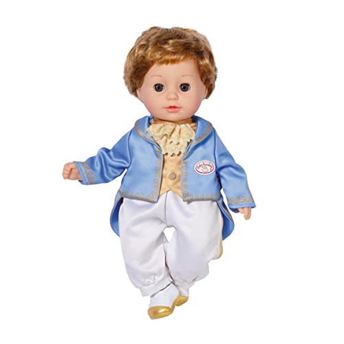 Baby Annabell Little Sweet Prince 36cm, weiche Prinzen-Puppe mit hochwertigen Haaren, Schlafaugen, blauem Oberteil, weißer Hose und Schuhen, 707104 Zapf Creation von Baby Annabell