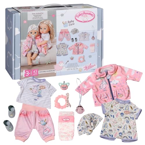 Baby Annabell Erstausstattung im Koffer, Zubehör Kleidung für 43 cm große Puppen mit Geschenkbox, Kinderkoffer mit Griff, 707425, Zapf Creation, Einfarbig von Baby Annabell