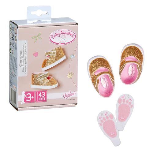 Baby Annabell Goldene Schuhe mit Einlegesohlen 43cm, Puppenschuhe mit Klettverschluss für 43 cm Puppen, 710272 Zapf Creation von Baby Annabell