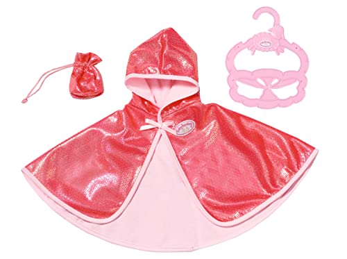 Baby Annabell Little Sweet Cape, rosa Puppenumhang mit Kapuze und Glitzerpailletten und Beutelchen, mit Kleiderbügel, für 36 cm Puppen, 706503 Zapf Creation von Baby Annabell