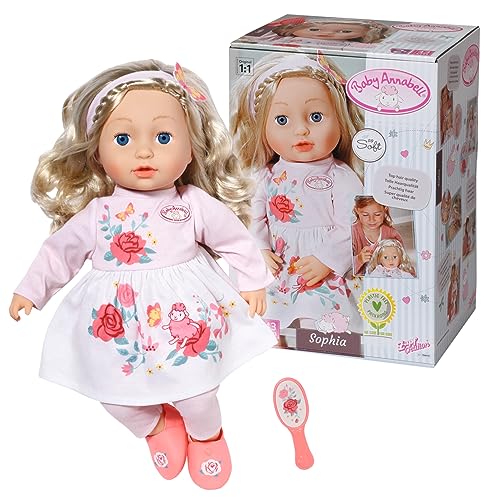 Baby Annabell Sophia 43cm, weiche Puppe mit Langen blonden Haaren, inkl. Puppenkleidung, Haarband und Bürste, 706572 Zapf Creation von Baby Annabell