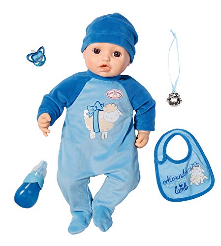 Baby Annabell 701898 Puppe Alexander mit lebensechten Funktionen und Zubehör 43 cm, blau von Baby Annabell