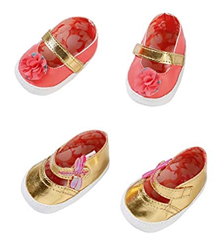 Baby Annabell 703106 Schuhe, Puppenkleidung Puppen Zubehör, Puppenschuhe für 43 cm große Puppen in Gold oder Rosa, Farbe nicht frei wählbar von Baby Annabell