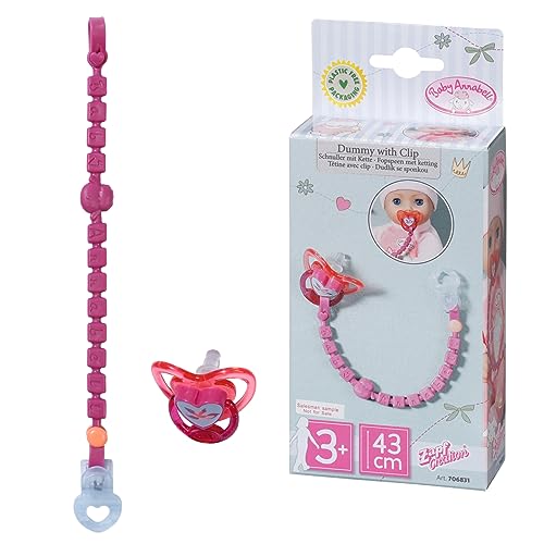 Baby Annabell 706831 Schnuller mit Clip - lila Puppenschnuller für 43 cm große Puppen mit Kette und Clip zum Befestigen, Multi von Baby Annabell