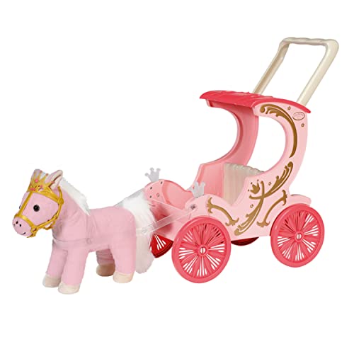 Baby Annabell Little Sweet Kutsche und Pony, 2-in-1 Puppenwagen und Kutsche mit Plüschpony, Lichteffekten und abnehmbarem Schiebegriff, 707210 Zapf Creation, Rosa von Baby Annabell