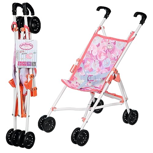 Zapf Creation 707487 Baby Annabell Active Stroller - Faltbarer Puppenwagen mit 3-Punkt-Gurt, 53 cm Griffhöhe in rosa. von Baby Annabell