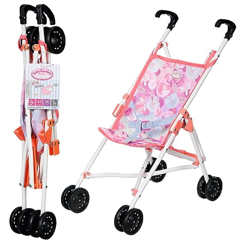 Baby Annabell 707487 Active Stroller - Faltbarer Puppenwagen mit 3-Punkt-Gurt, 53 cm Griffhöhe in rosa. von Baby Annabell