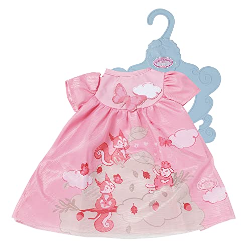 Baby Annabell 709603 Kleid rosa Eichhörnchen 43cm - Puppenkleid mit Tierprint und Kleidernügel, rosa von Baby Annabell