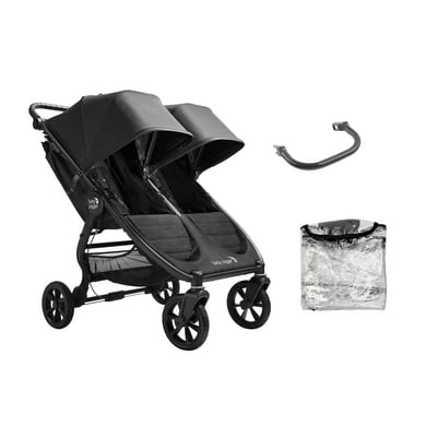 baby jogger Geschwisterwagen City Mini GT2 Double Jet schwarz inklusive 2 x Sicherheitsbügel und Wetterschutz von Baby Jogger