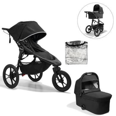 baby jogger Kombi-Kinderwagen Summit X3 Midnight Black inklusive Babywanne Deluxe 2 und Wetterschutz von Baby Jogger