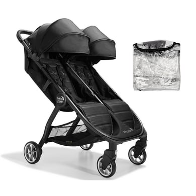 baby jogger Zwillingswagen City Tour 2 Double Pitch Black Inklusive Wetterschutz von Baby Jogger