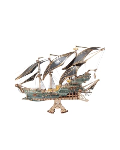 Die maritimen Abenteuer des Piratenschiffs Sparrow Plus Size, 3D-Puzzles für Erwachsene und Kinder zum Bauen, Grün, Howcat, Holz, 518 Teile von Baby max