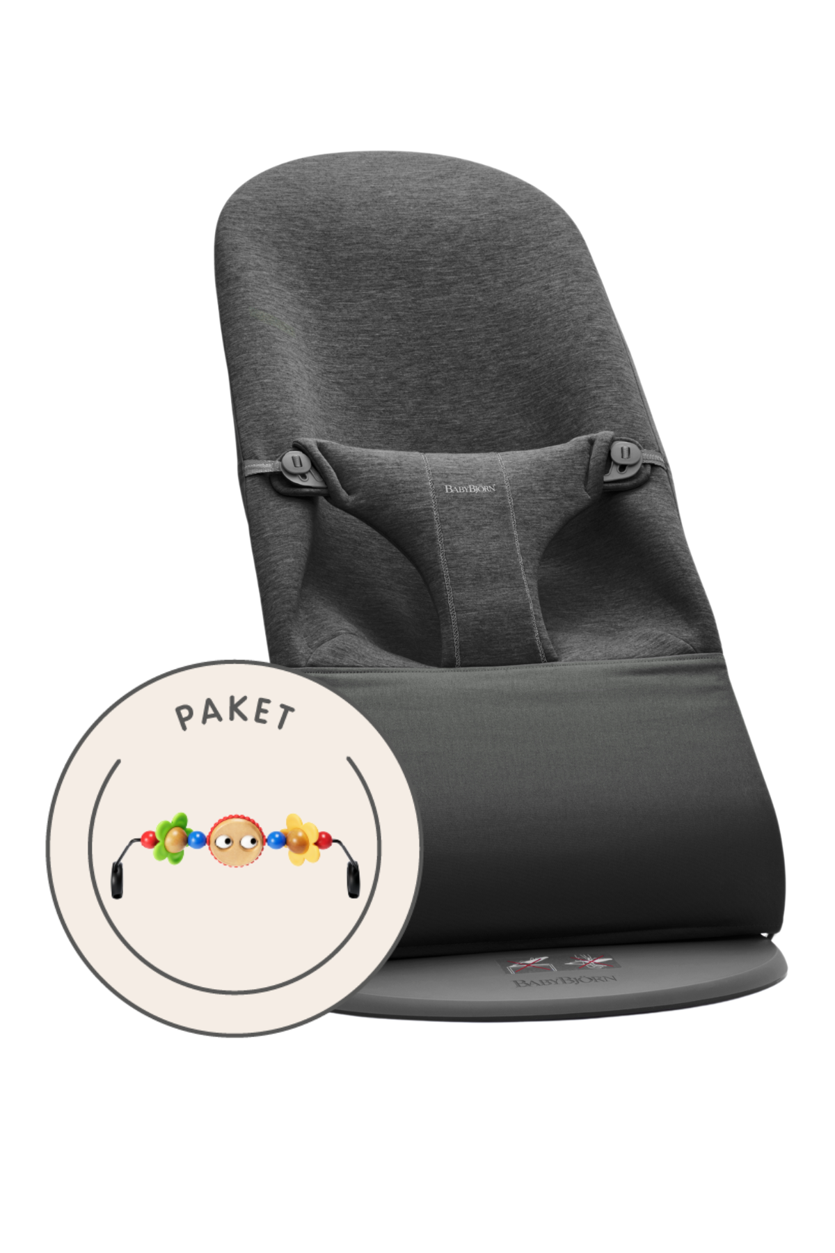 Babywippe und Spielzeug - Schwarzgrau / 3D-Jersey / Dunkelgrauer / Fröhliche Augen Babywippe und Spielzeug - Schwarzgrau / 3D-Jersey / Dunkelgrauer / Fröhliche Augen von BabyBjörn