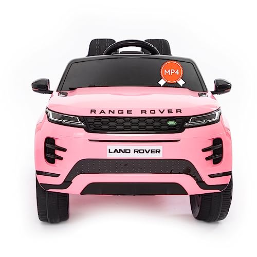 Elektroauto für Kinder Range Rover Evoque| kinderauto elektrisch mit 12-Volt-Batterie, MP4-Touchscreen-Monitor, Kindersitz aus Leder, offizielles Lizenzprodukt (Rosa) von Babycar