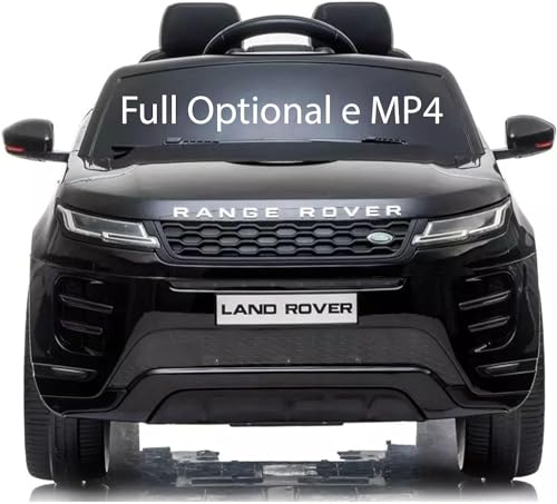 Elektroauto für Kinder Range Rover Evoque | kinderauto elektrisch mit 12-Volt-Batterie, MP4-Touchscreen-Monitor, Kindersitz aus Leder, offizielles Lizenzprodukt (Schwarz) von Babycar