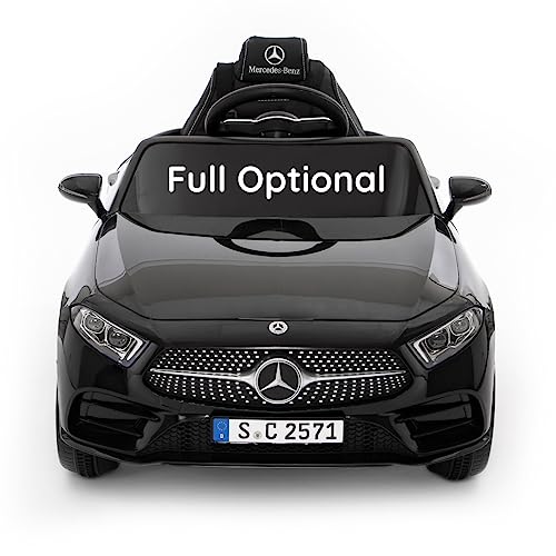 Kinder elektroauto von Babycar Modell Mercedes CLS 350 AMG (Schwarz) Elektroauto für Kinder Akku 12 Volt Leistung Offiziell lizenzierte Ledersitze Fernbedienung und MP3 von Babycar