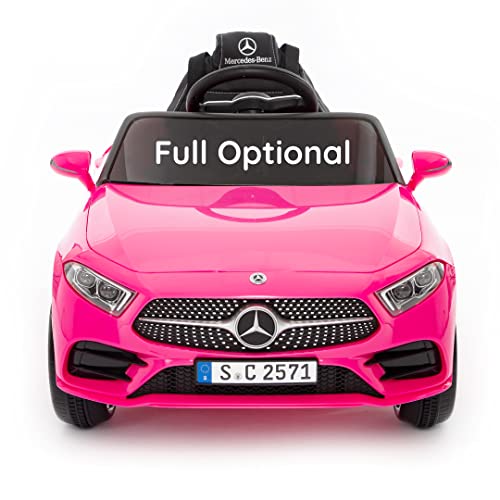 Kinder elektroauto von Babycar Modell Mercedes CLS 350 AMG (Rosa) Elektroauto für Kinder Akku 12 Volt Leistung Offiziell lizenzierte Ledersitze Fernbedienung und MP3 von Babycar