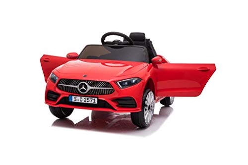 Kinder elektroauto von Babycar Modell Mercedes CLS 350 AMG (Rot) Elektroauto für Kinder Akku 12 Volt Leistung Offiziell lizenzierte Ledersitze Fernbedienung und MP3 von Babycar