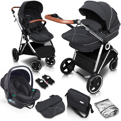 babyGO Kombikinderwagen Halime 3 in 1 Anthracite Silver von Babygo